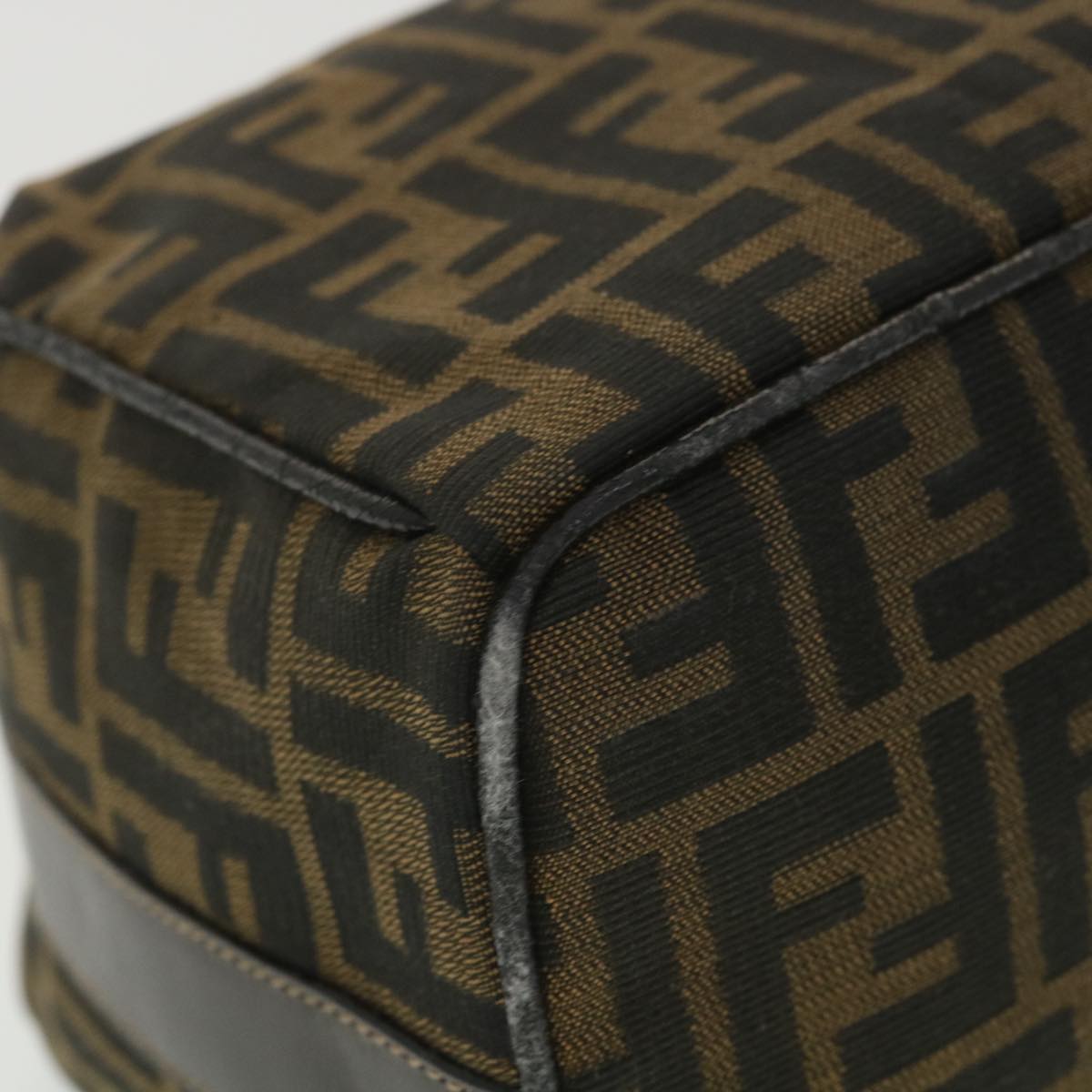 FENDI Zucca Canvas Vanity Cosmetic Pouch Black Brown 37617