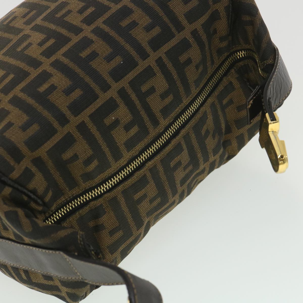 FENDI Zucca Canvas Vanity Cosmetic Pouch Black Brown 37617