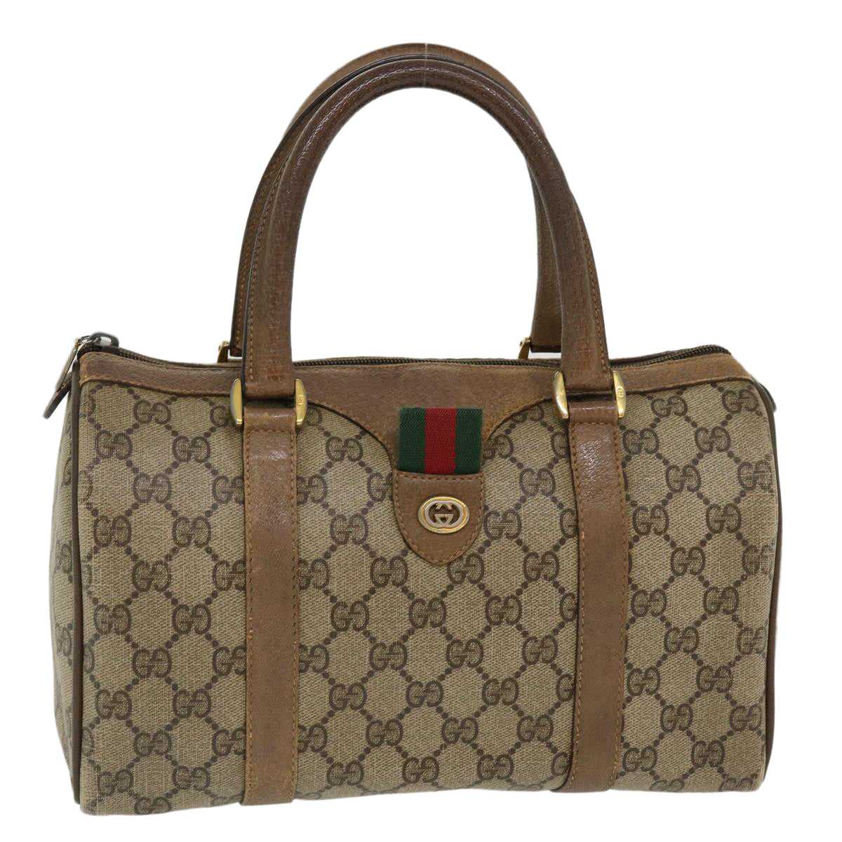 GUCCI GG Canvas Web Sherry Line Boston Bag Beige Red Green 40.02.006 37712