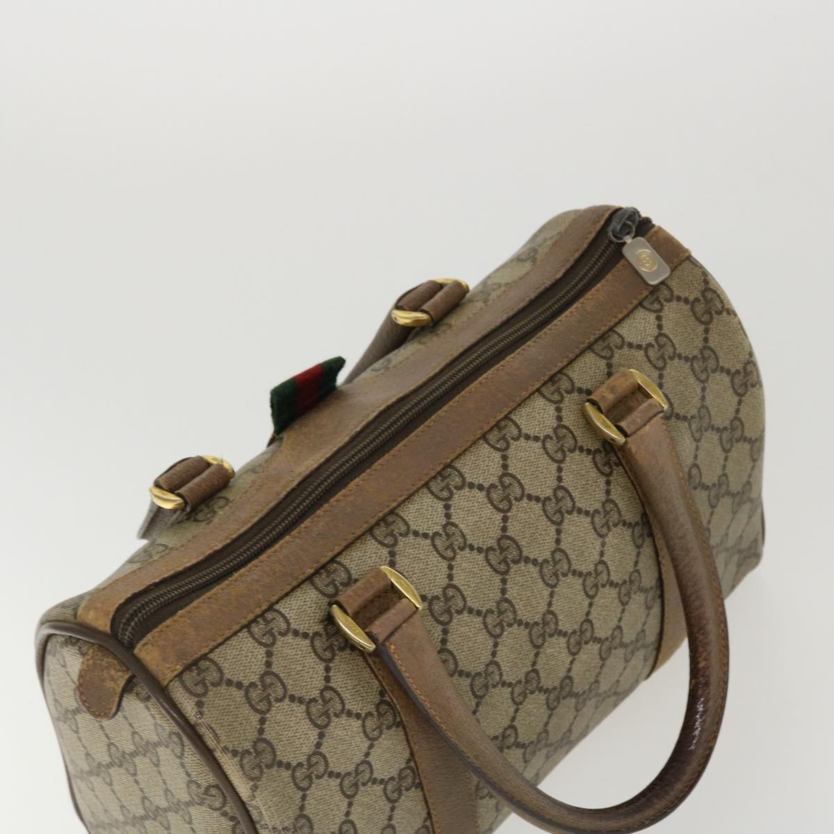 GUCCI GG Canvas Web Sherry Line Boston Bag Beige Red Green 40.02.006 37712