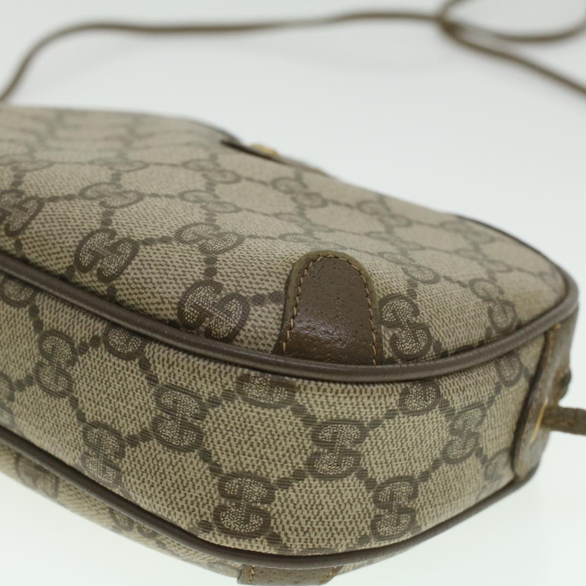 GUCCI GG Canvas Web Sherry Line Shoulder Bag Beige Red 89.02.066 37720
