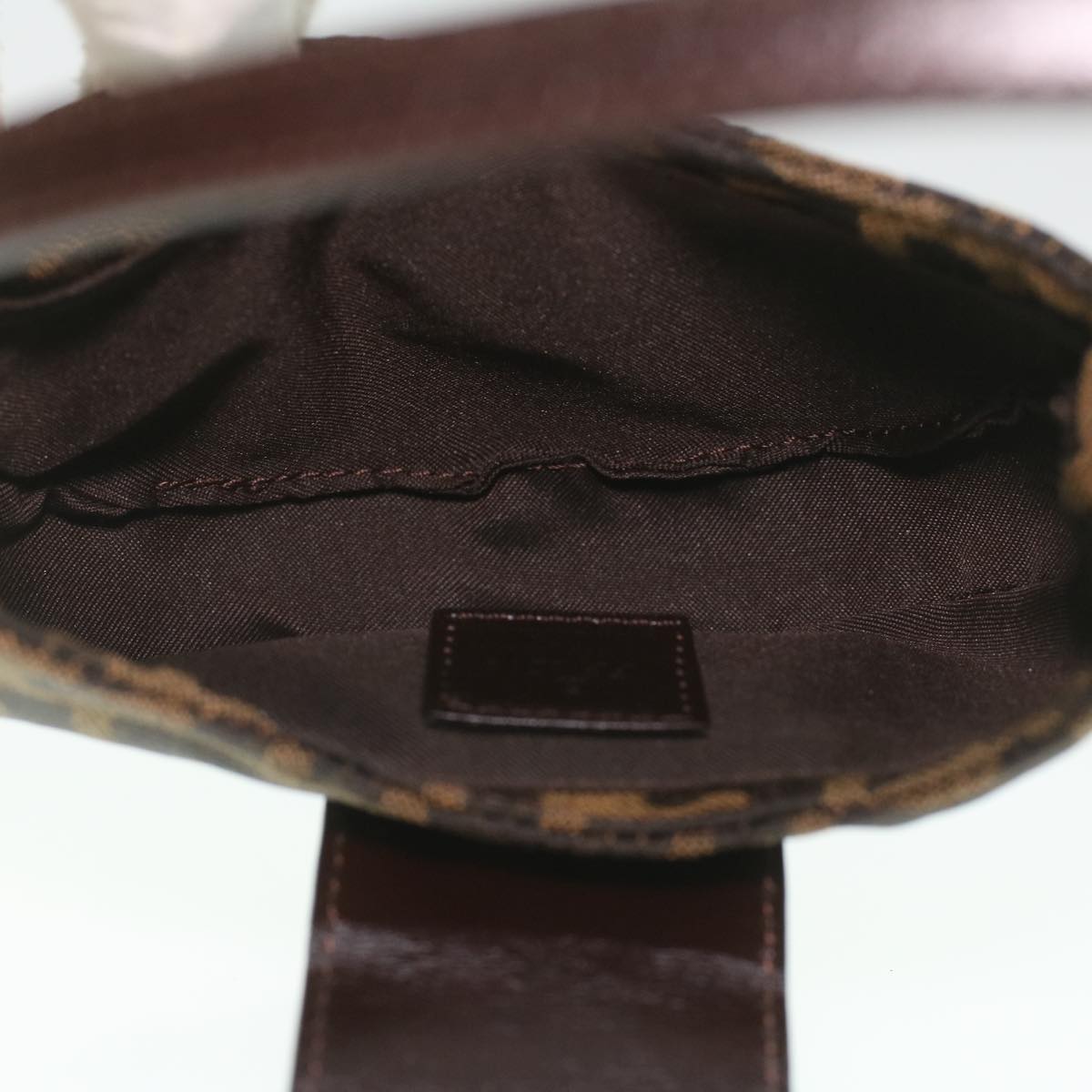 FENDI Zucca Canvas Mamma Baguette Pouch Black Brown 37728A