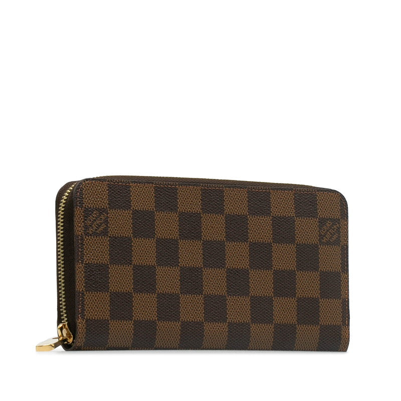 Louis Vuitton Damiere Zippie Wallet Round Fashner Long Wallet N60015 Brown PVC Lady Louis Vuitton