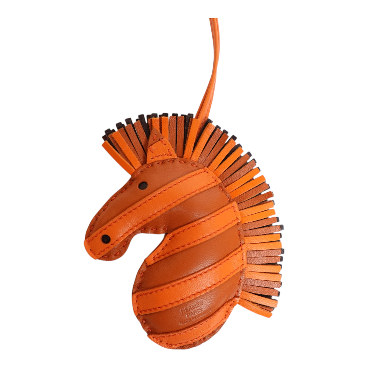 Hermes Gee Gee Savannah Bag Charm Orange Leather