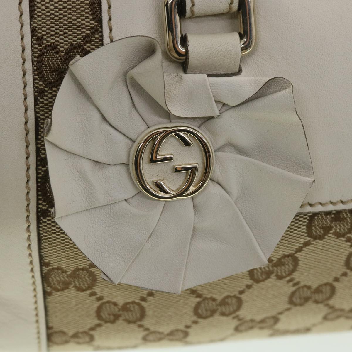 GUCCI GG Canvas Hand Bag Beige White 189825 37810