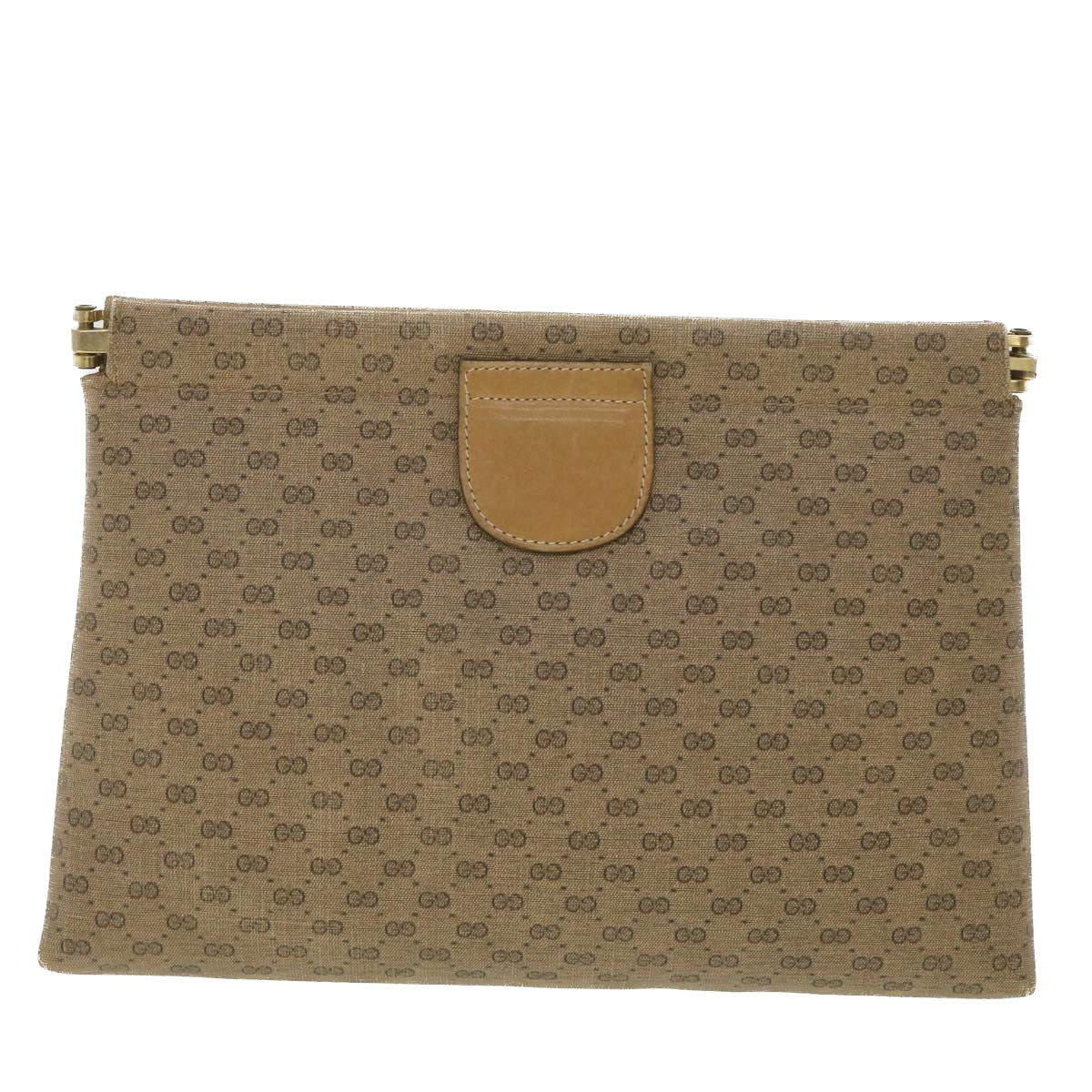 GUCCI Micro GG Canvas Clutch Bag PVC Leather Beige 67-039-5229 37974