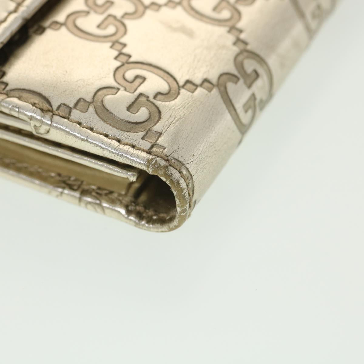 GUCCI GG Canvas Guccissima Long Wallet Silver 112715 37982