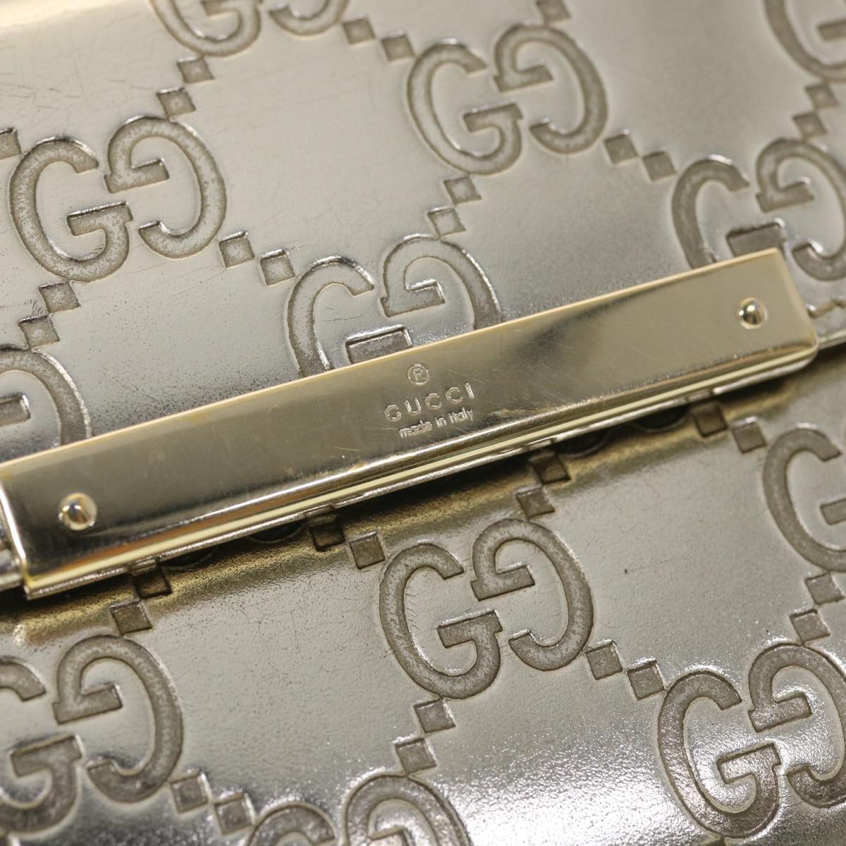GUCCI GG Canvas Guccissima Long Wallet Silver 112715 37982
