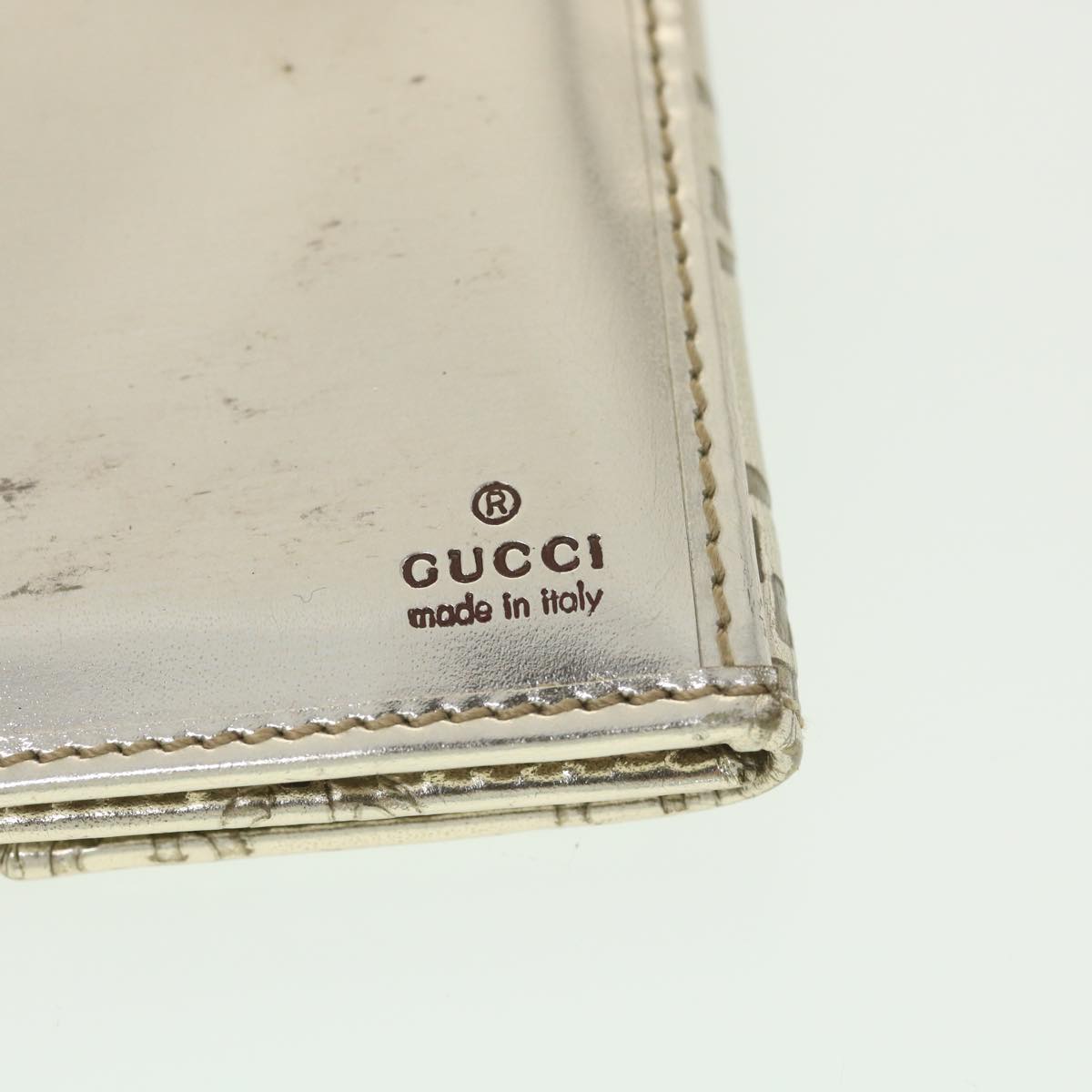 GUCCI GG Canvas Guccissima Long Wallet Silver 112715 37982
