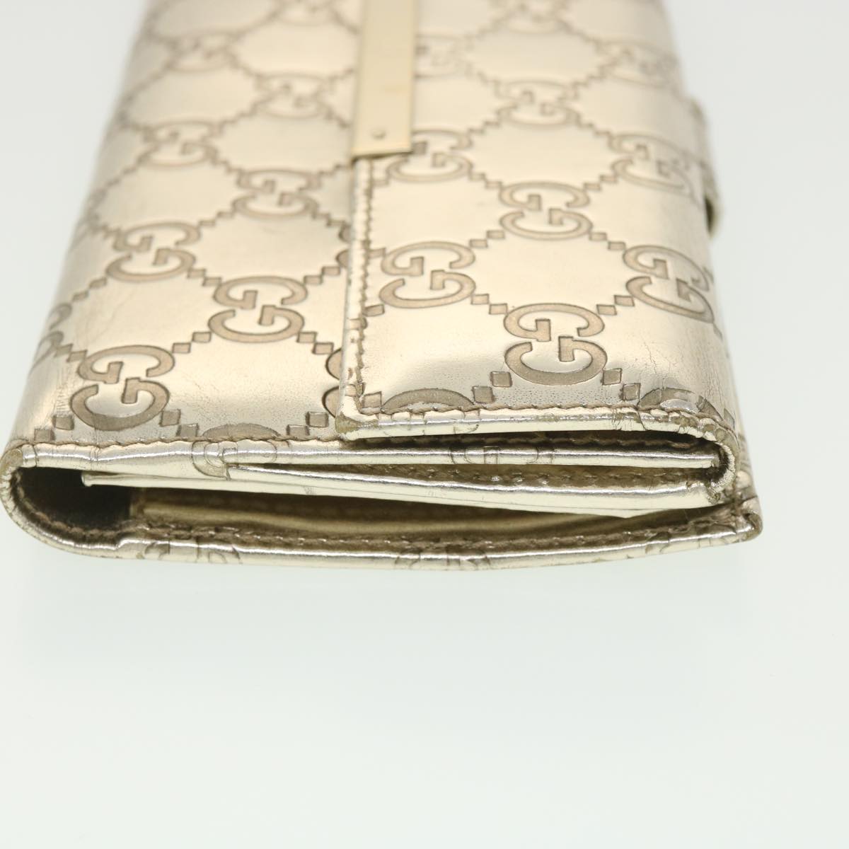 GUCCI GG Canvas Guccissima Long Wallet Silver 112715 37982