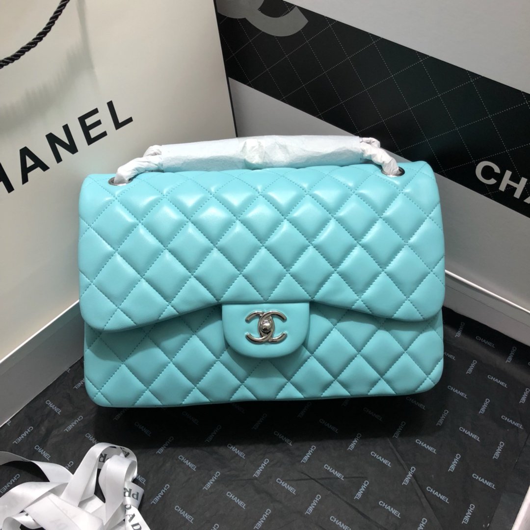 CHLLarge Classic Handbag Silver Hardware Blue For Women Handbags, Shoulder Bags 11.8in/30cm