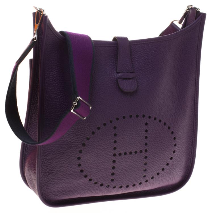 HERMÈS  Deep Purple Leather Evelyne III GM Bag