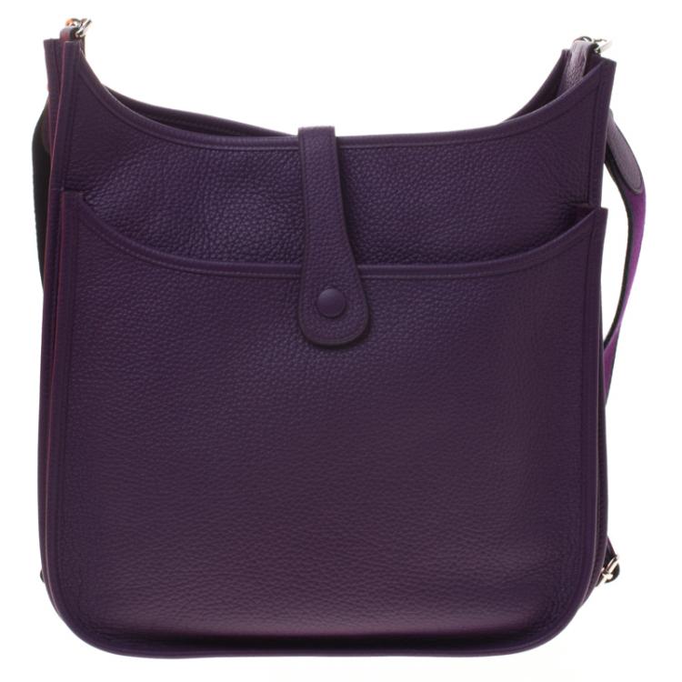 HERMÈS  Deep Purple Leather Evelyne III GM Bag