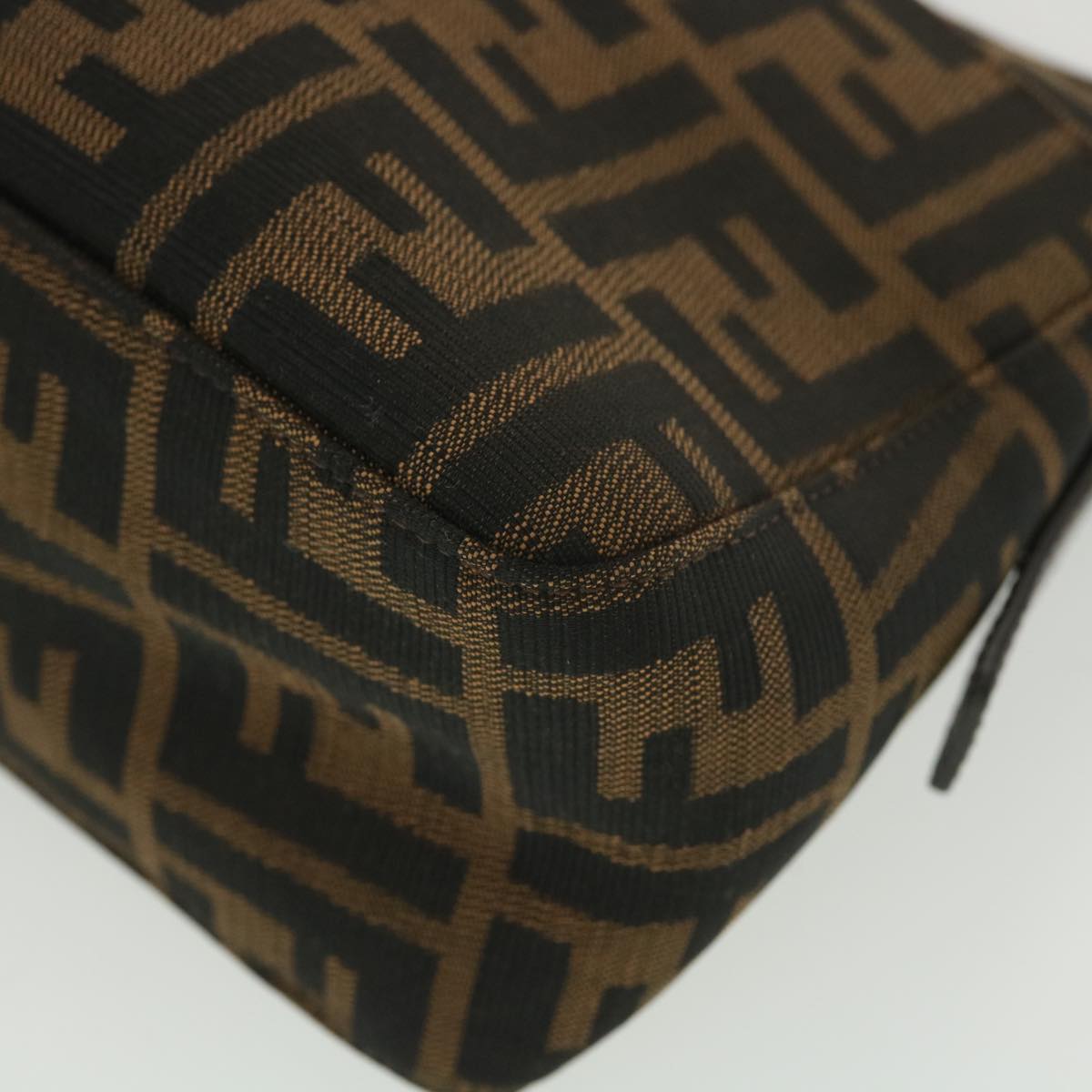 FENDI Zucca Canvas Mamma Baguette Shoulder Bag Black Brown 222826566 38013