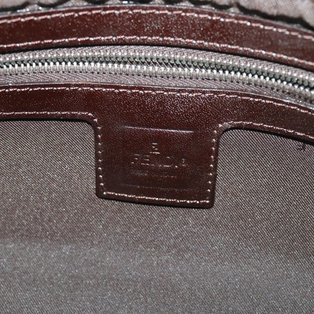FENDI Zucca Canvas Mamma Baguette Shoulder Bag Black Brown 222826566 38013