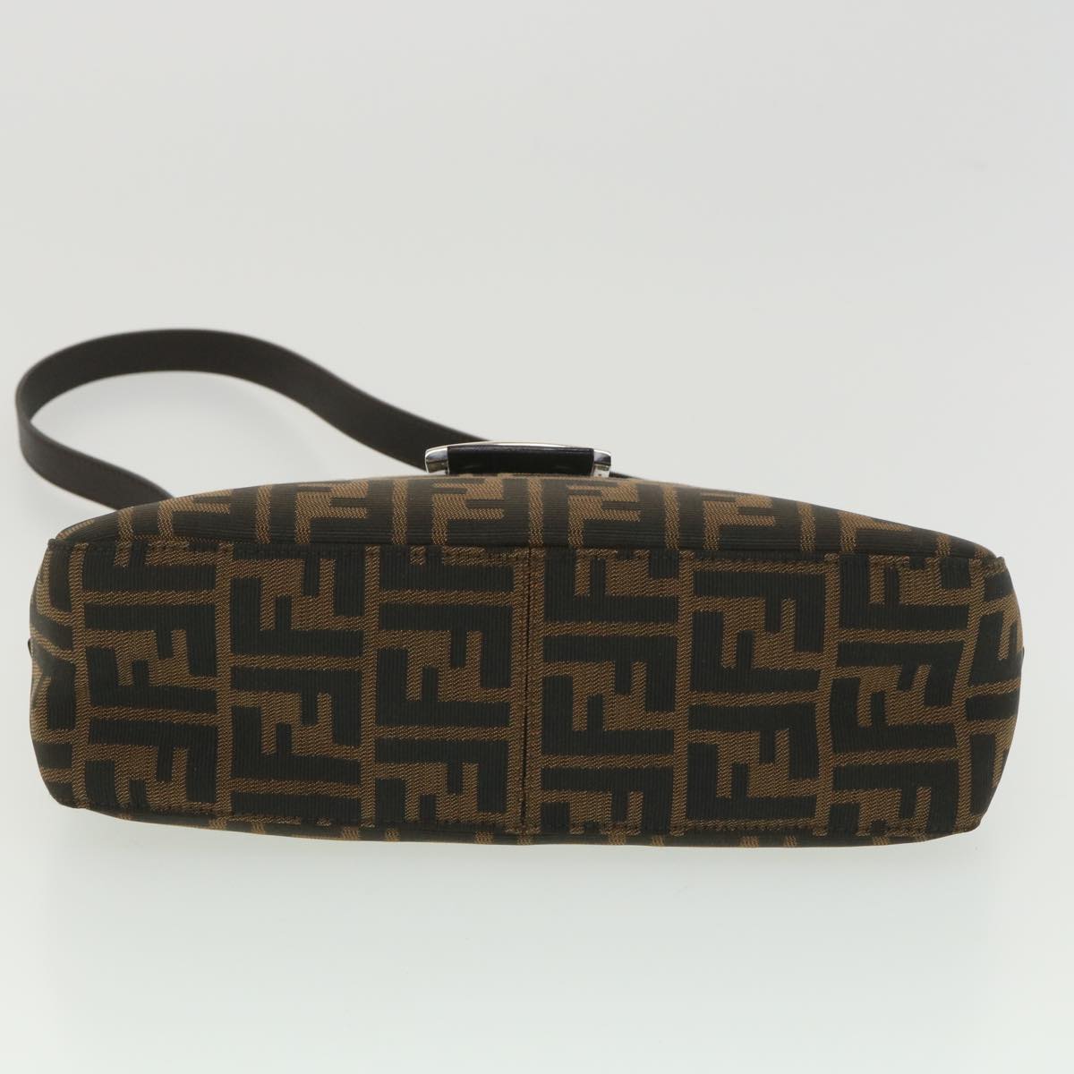 FENDI Zucca Canvas Mamma Baguette Shoulder Bag Black Brown 222826566 38013