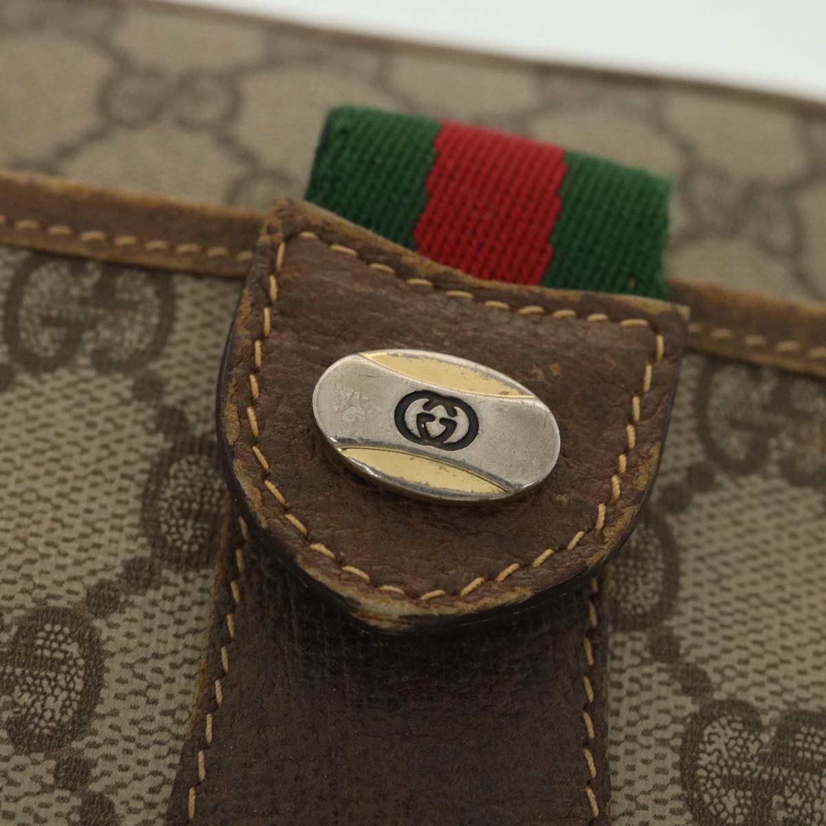 GUCCI GG Canvas Web Sherry Line Shoulder Bag Beige Red Green 38014