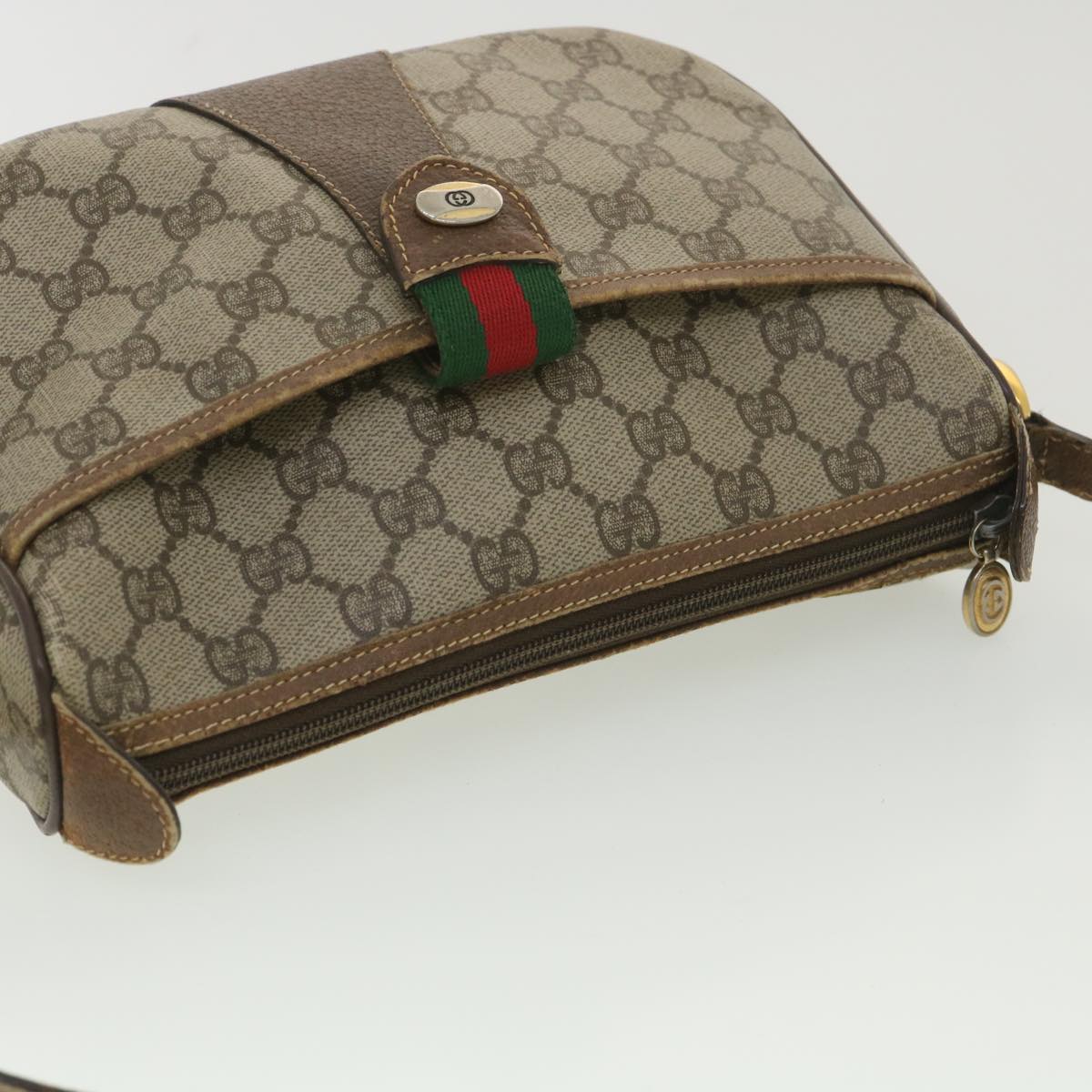 GUCCI GG Canvas Web Sherry Line Shoulder Bag Beige Red Green 38014