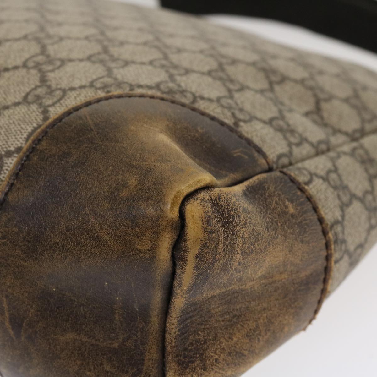 GUCCI GG Canvas Shoulder Bag PVC Leather Beige 110054 38039