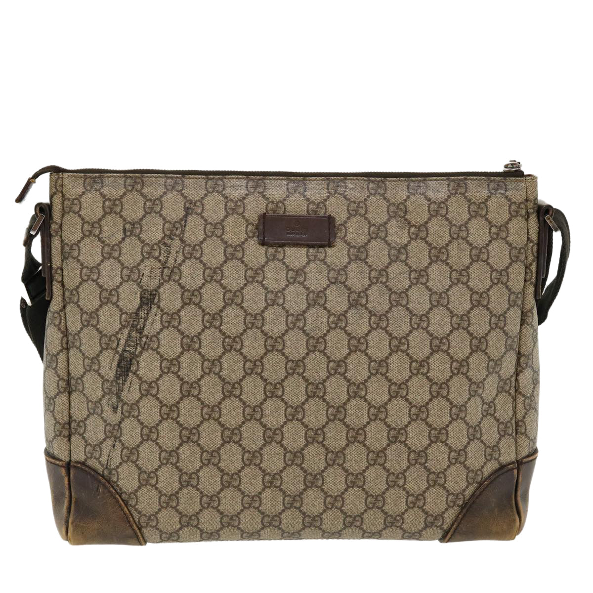 GUCCI GG Canvas Shoulder Bag PVC Leather Beige 110054 38039