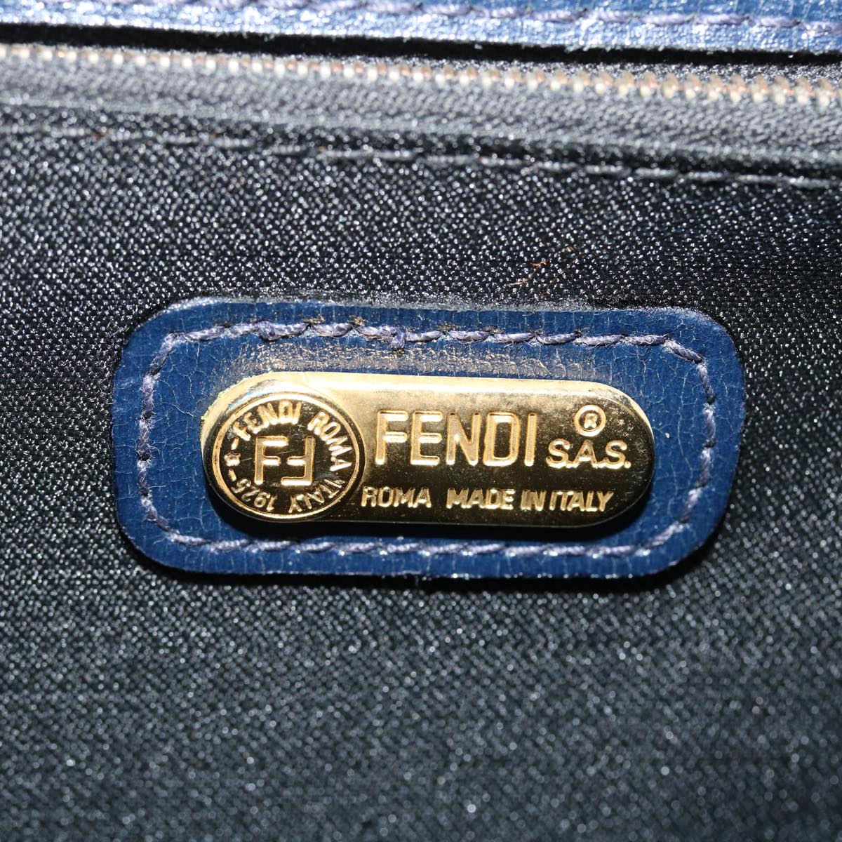 FENDI Hand Bag Leather 2way Navy 38043