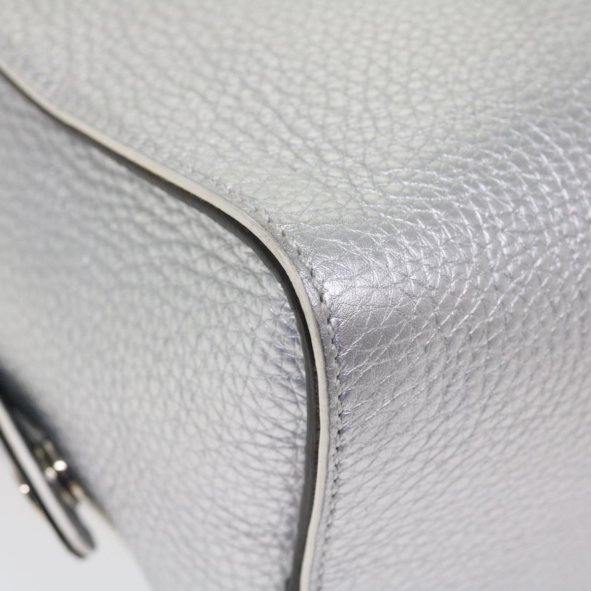 FENDI Hand Bag Leather 2way Silver 38070