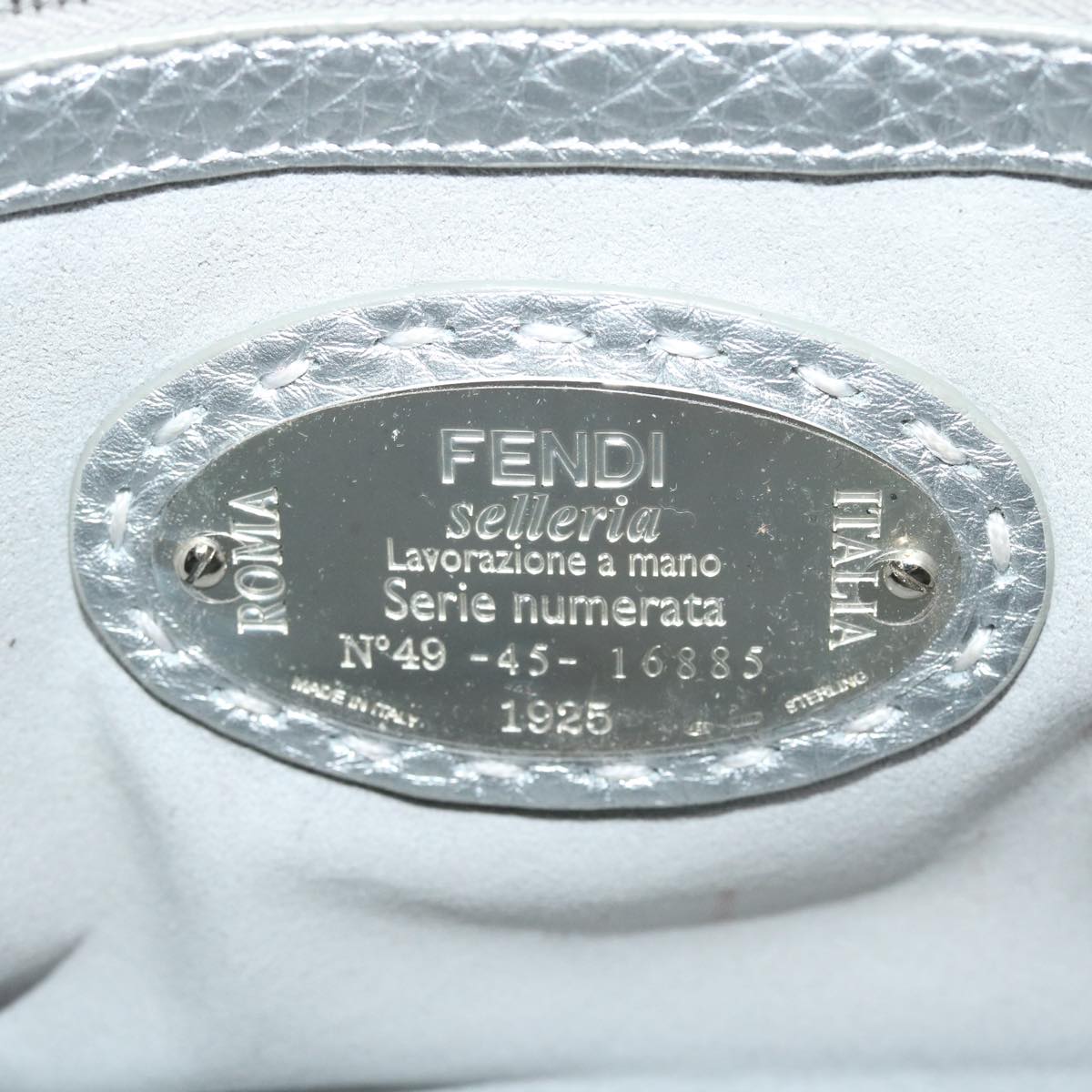 FENDI Hand Bag Leather 2way Silver 38070
