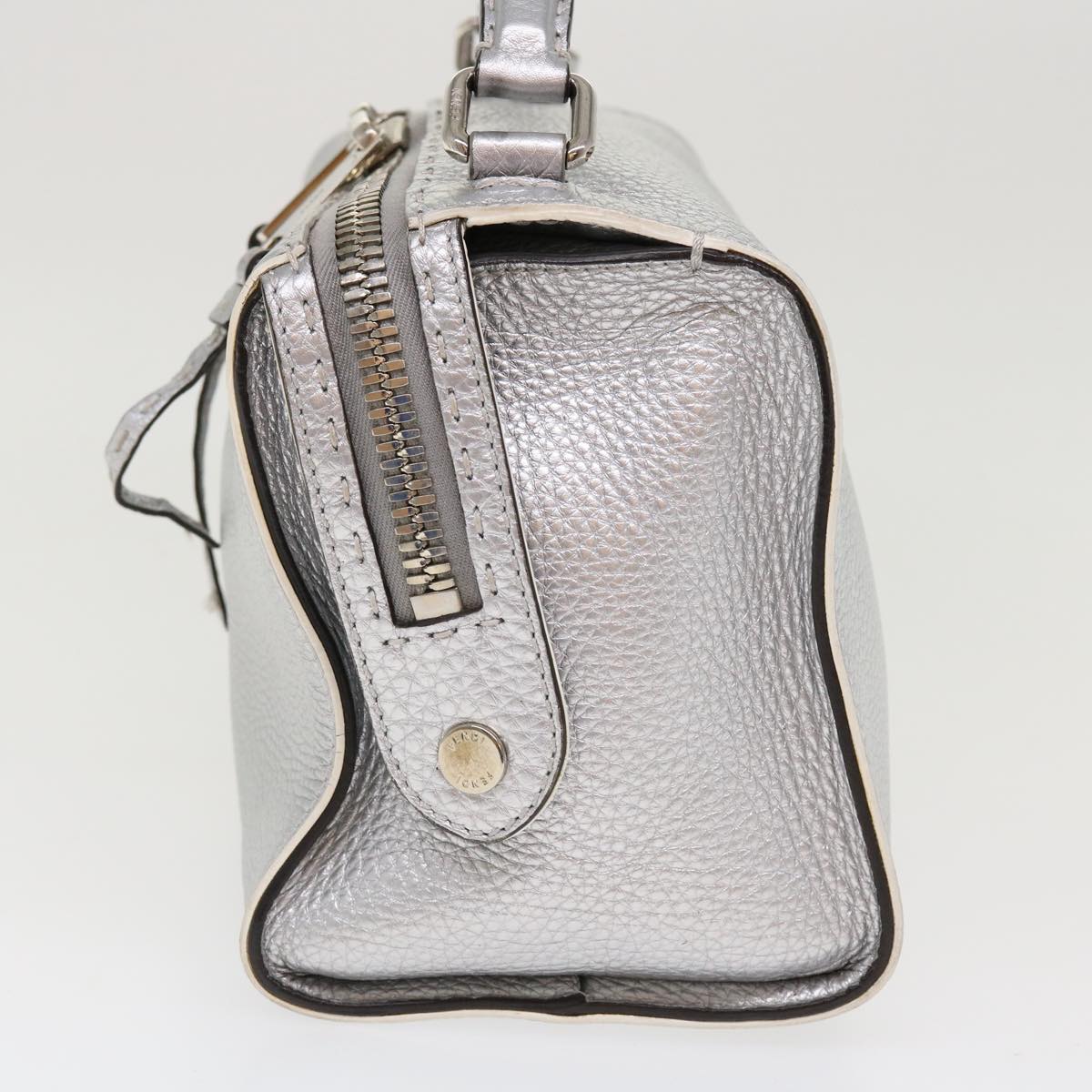 FENDI Hand Bag Leather 2way Silver 38070