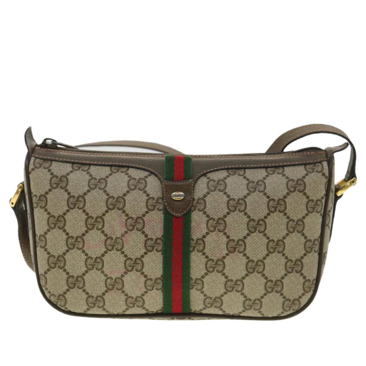 GUCCI GG Canvas Web Sherry Line Shoulder Bag Beige Red 89 02 054 38094