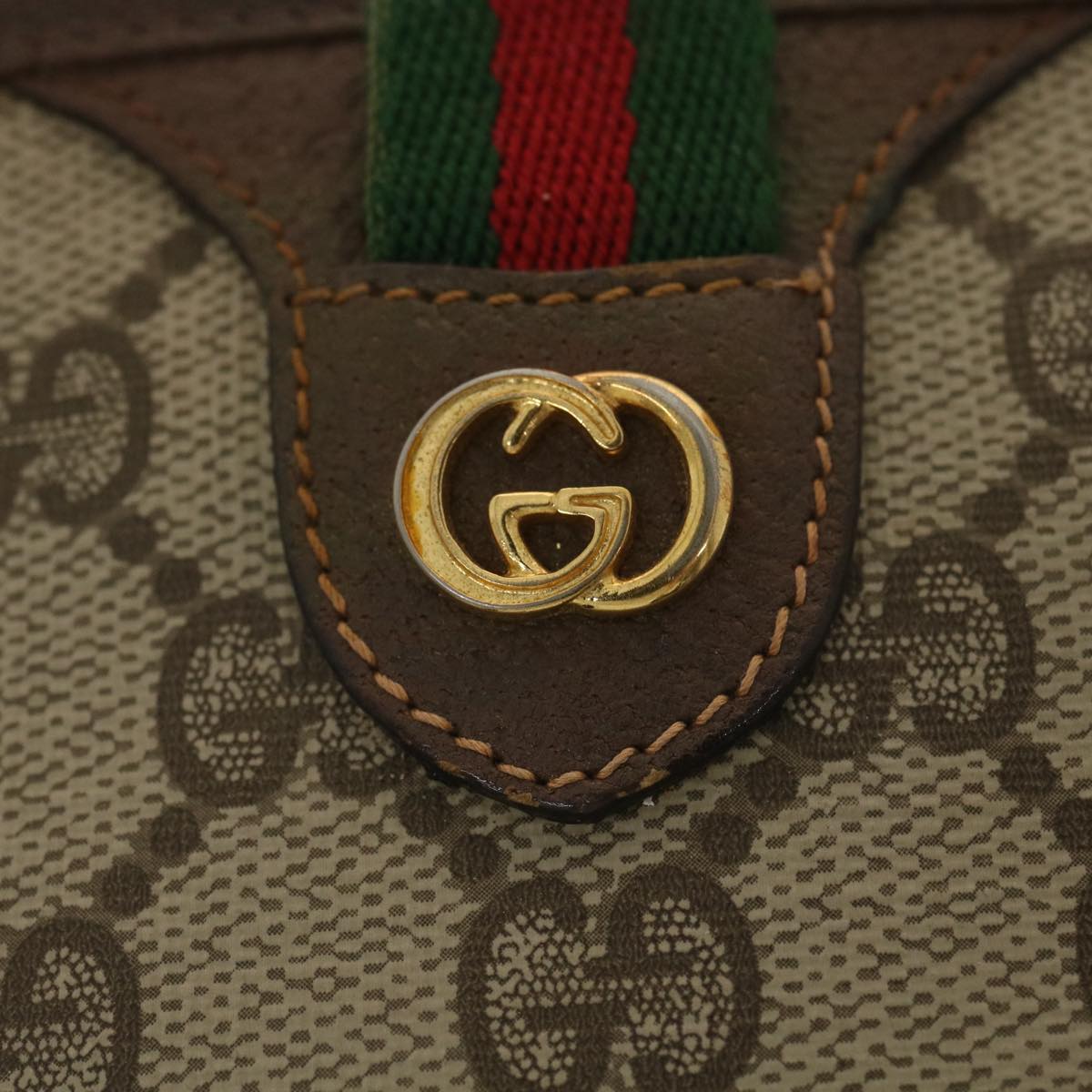 GUCCI GG Canvas Web Sherry Line Shoulder Bag Beige Red 89.02.077 38096