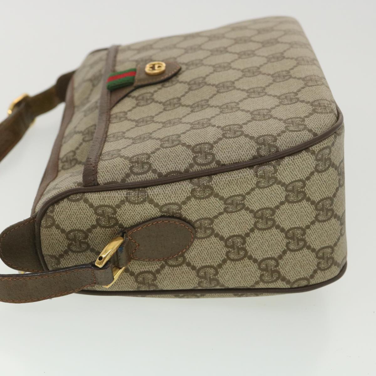 GUCCI GG Canvas Web Sherry Line Shoulder Bag Beige Red 89.02.077 38096