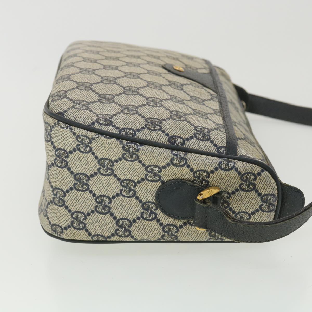 GUCCI GG Canvas Shoulder Bag PVC Leather Gray Navy 001 115 6106 38113
