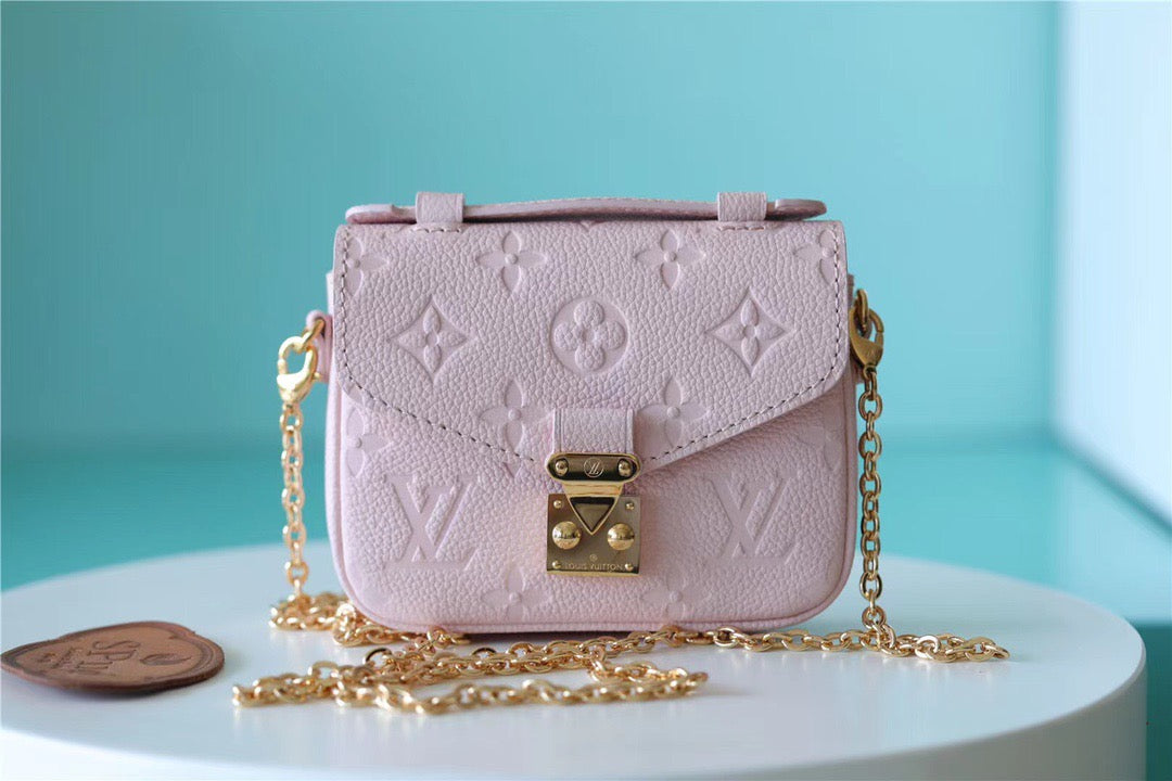 LV Micro Metis Monogram Empreinte Pink For Women, WomenÃ¢â‚¬â„¢s Handbags, Shoulder And Crossbody Bags 5.5in/14cm LV M81389