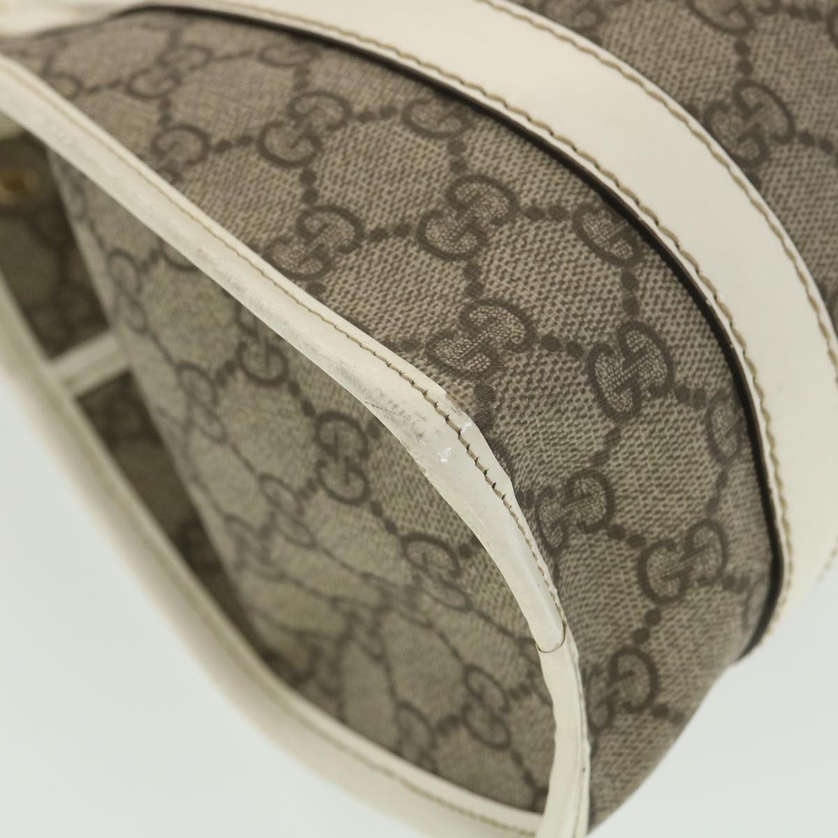 GUCCI GG Supreme Hand Bag PVC Leather Beige 203495 38280
