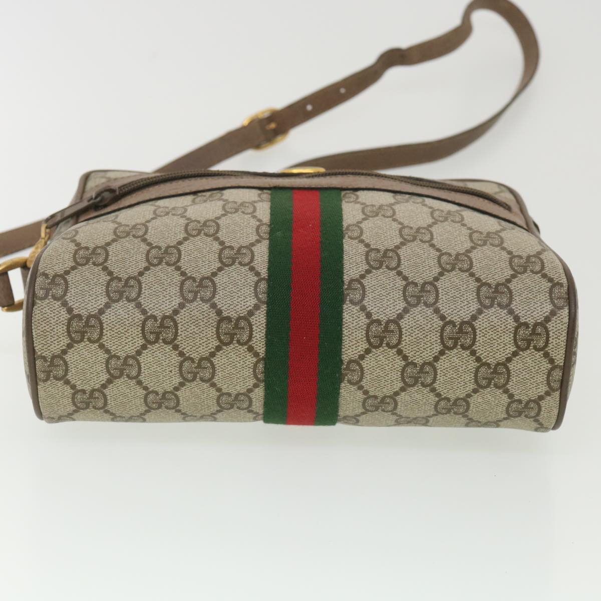 GUCCI GG Canvas Web Sherry Line Shoulder Bag Beige Red 98 02 004 38305