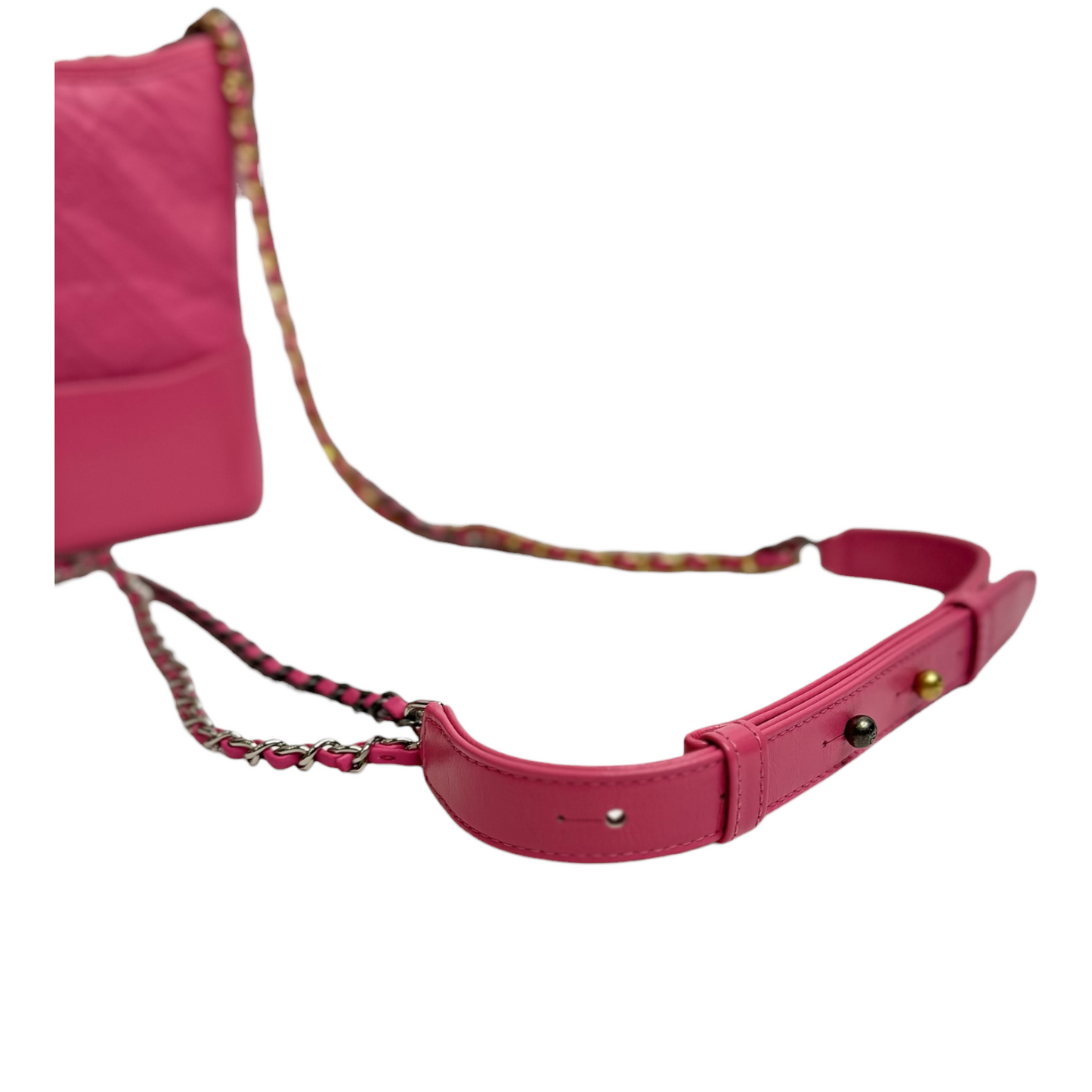 Chanel Aged Calfskin Quilted Small Gabrielle Logo Hobo Rose