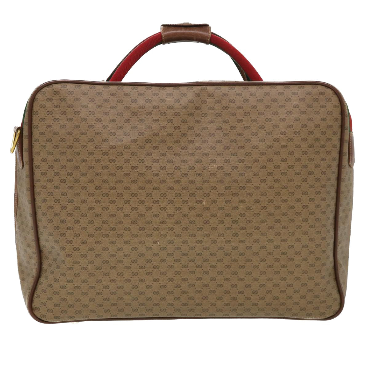 GUCCI Web Sherry Line Micro GG Canvas Boston Bag PVC Leather Brown 38417