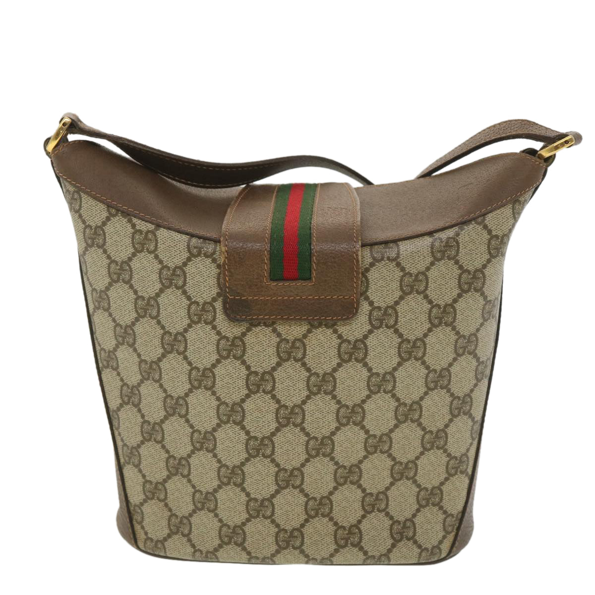 GUCCI GG Canvas Web Sherry Line Shoulder Bag Beige Red 40.02.081 38486