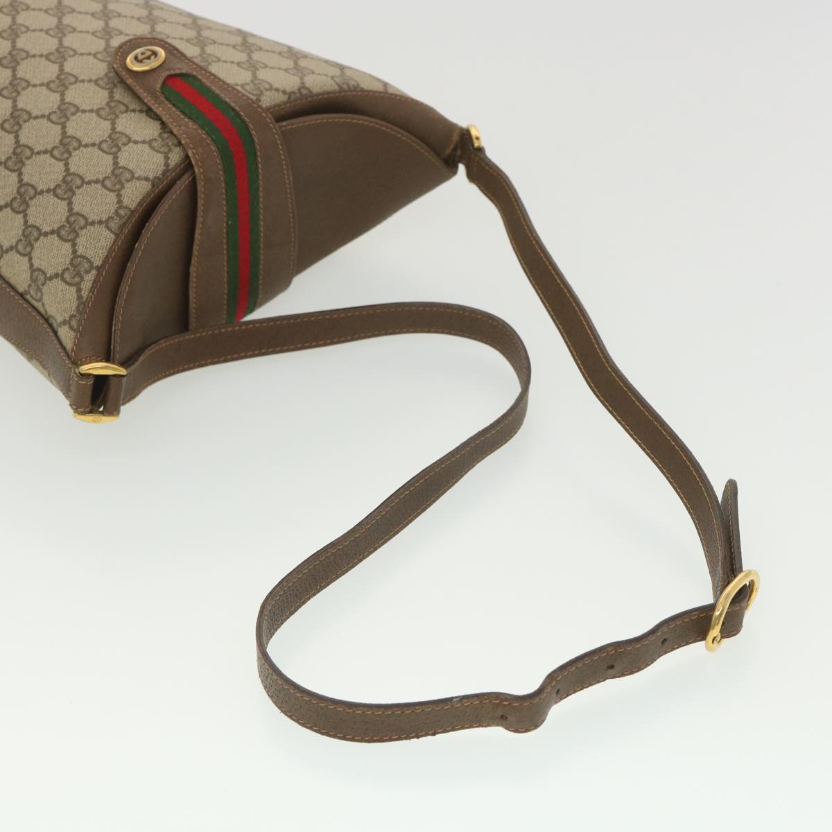 GUCCI GG Canvas Web Sherry Line Shoulder Bag Beige Red 40.02.081 38486