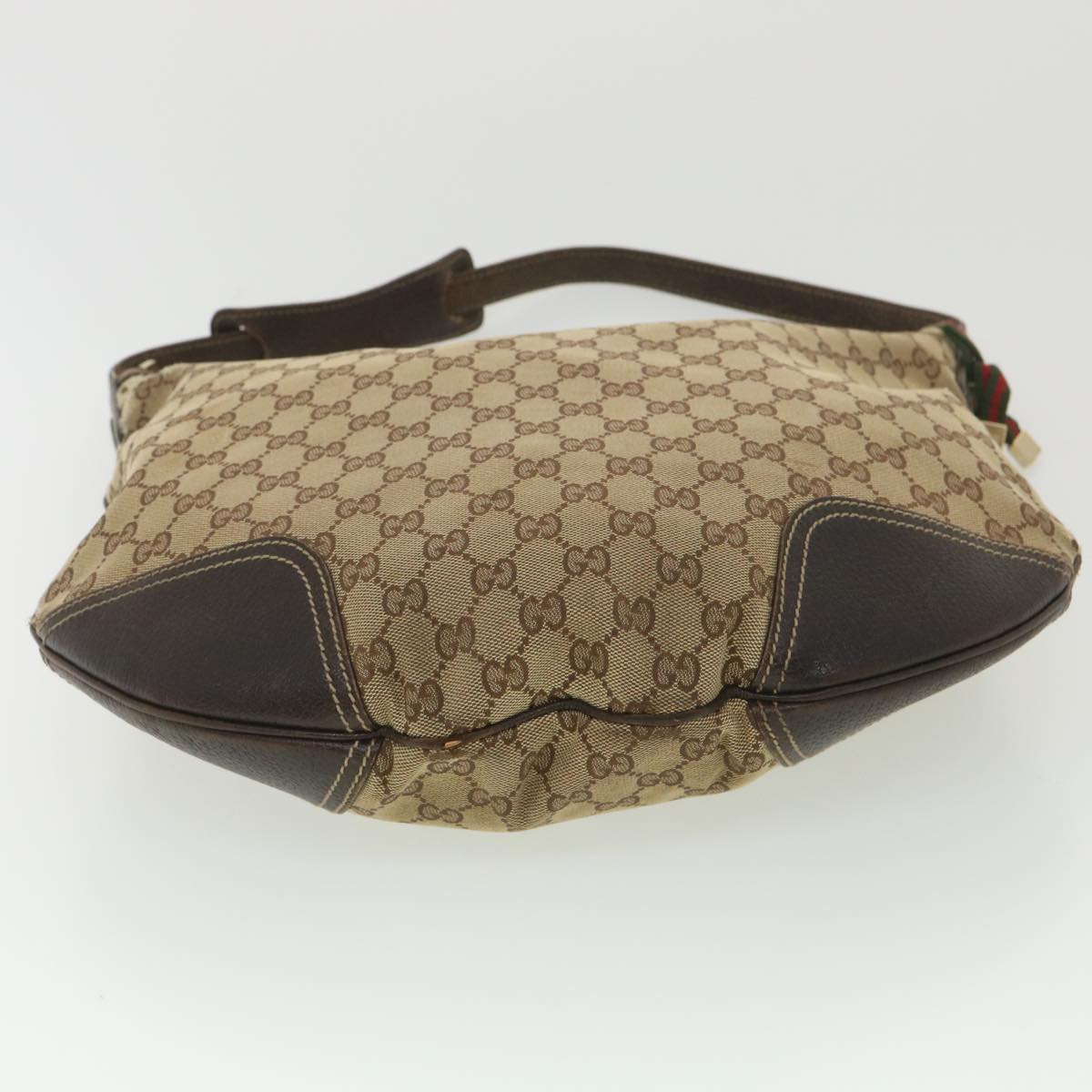 GUCCI Web Sherry Line GG Canvas Shoulder Bag Beige Green Red 162882 38507