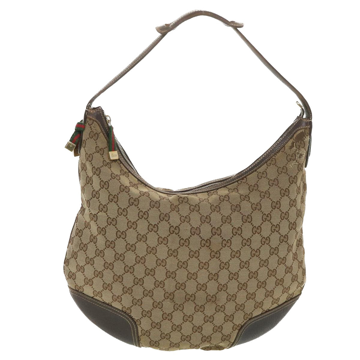 GUCCI Web Sherry Line GG Canvas Shoulder Bag Beige Green Red 162882 38507