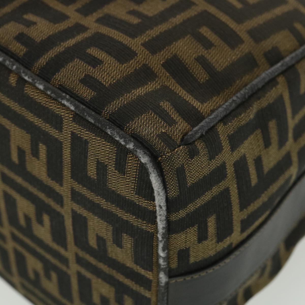 FENDI Zucca Canvas Hand Pouch Nylon Black Brown 38514