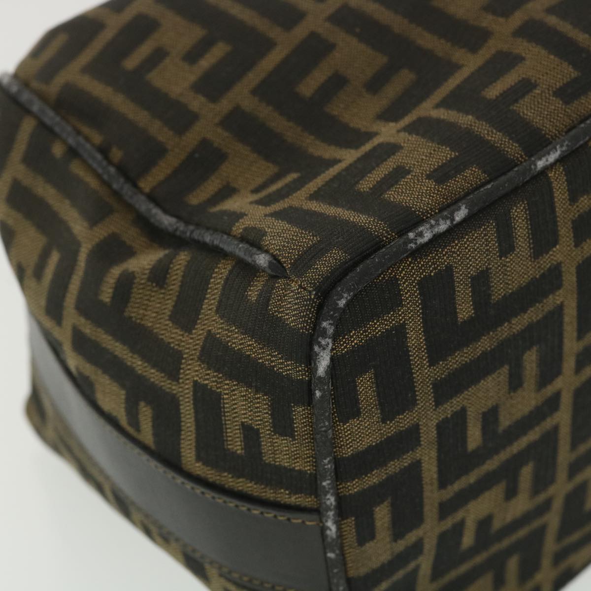 FENDI Zucca Canvas Hand Pouch Nylon Black Brown 38514