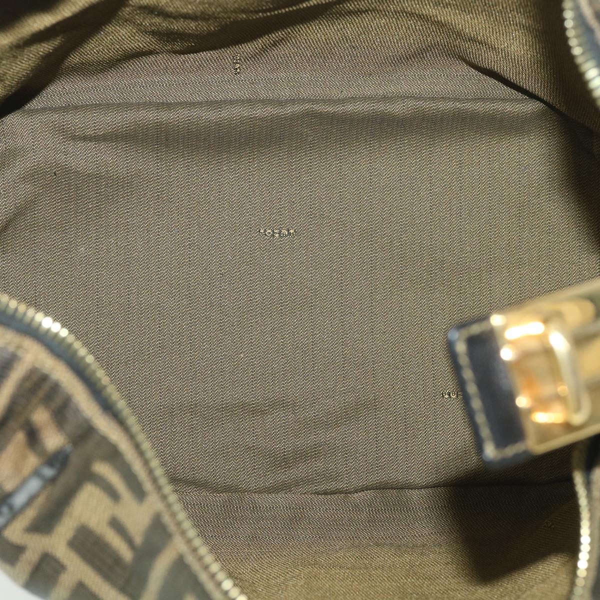 FENDI Zucca Canvas Hand Pouch Nylon Black Brown 38514