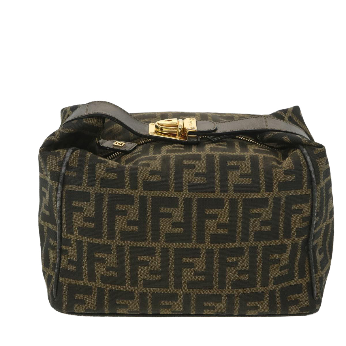 FENDI Zucca Canvas Hand Pouch Nylon Black Brown 38514