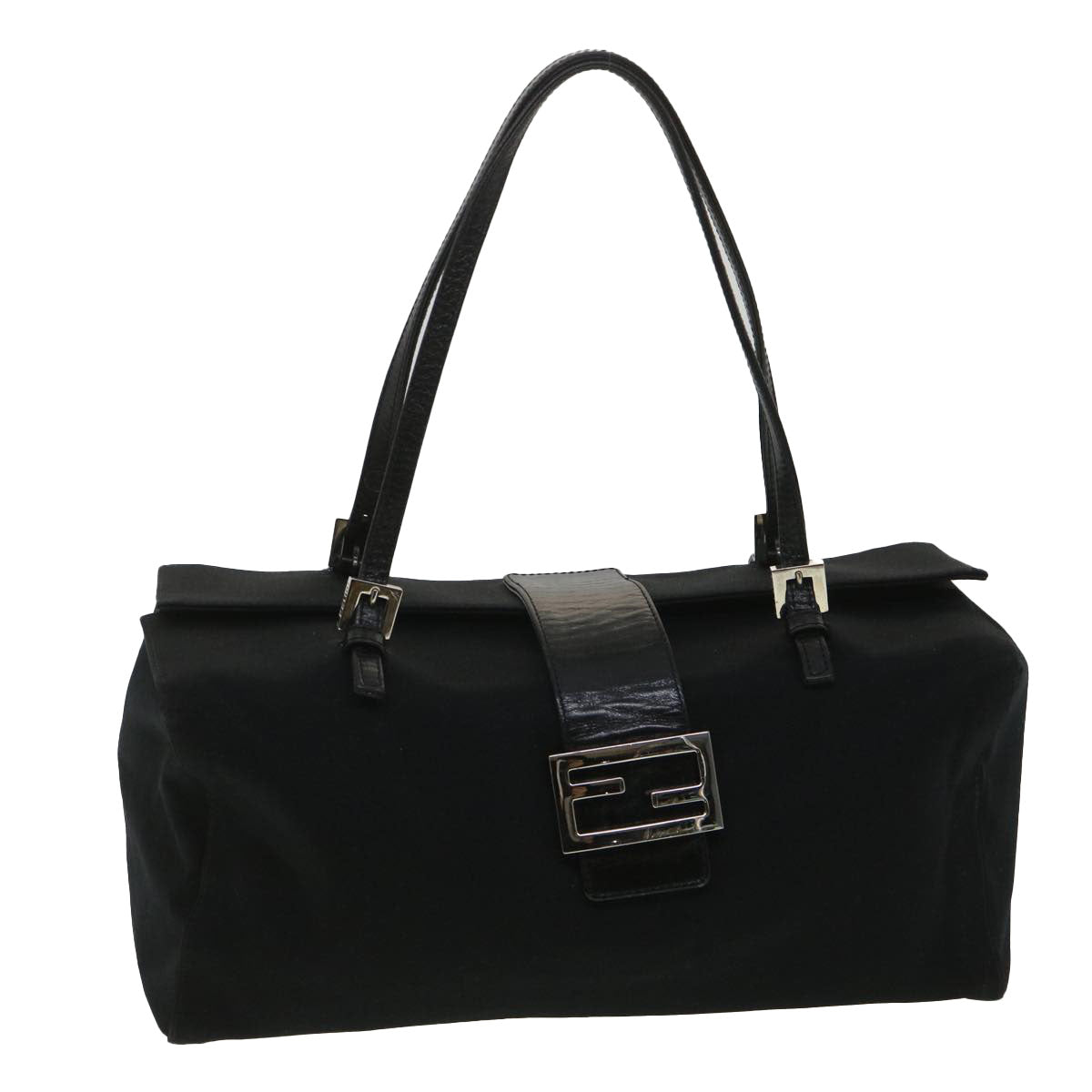 FENDI Mamma Baguette Shoulder Bag Nylon Black 38530