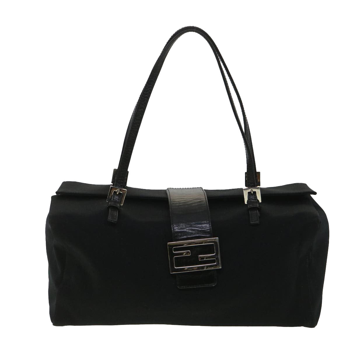 FENDI Mamma Baguette Shoulder Bag Nylon Black 38530