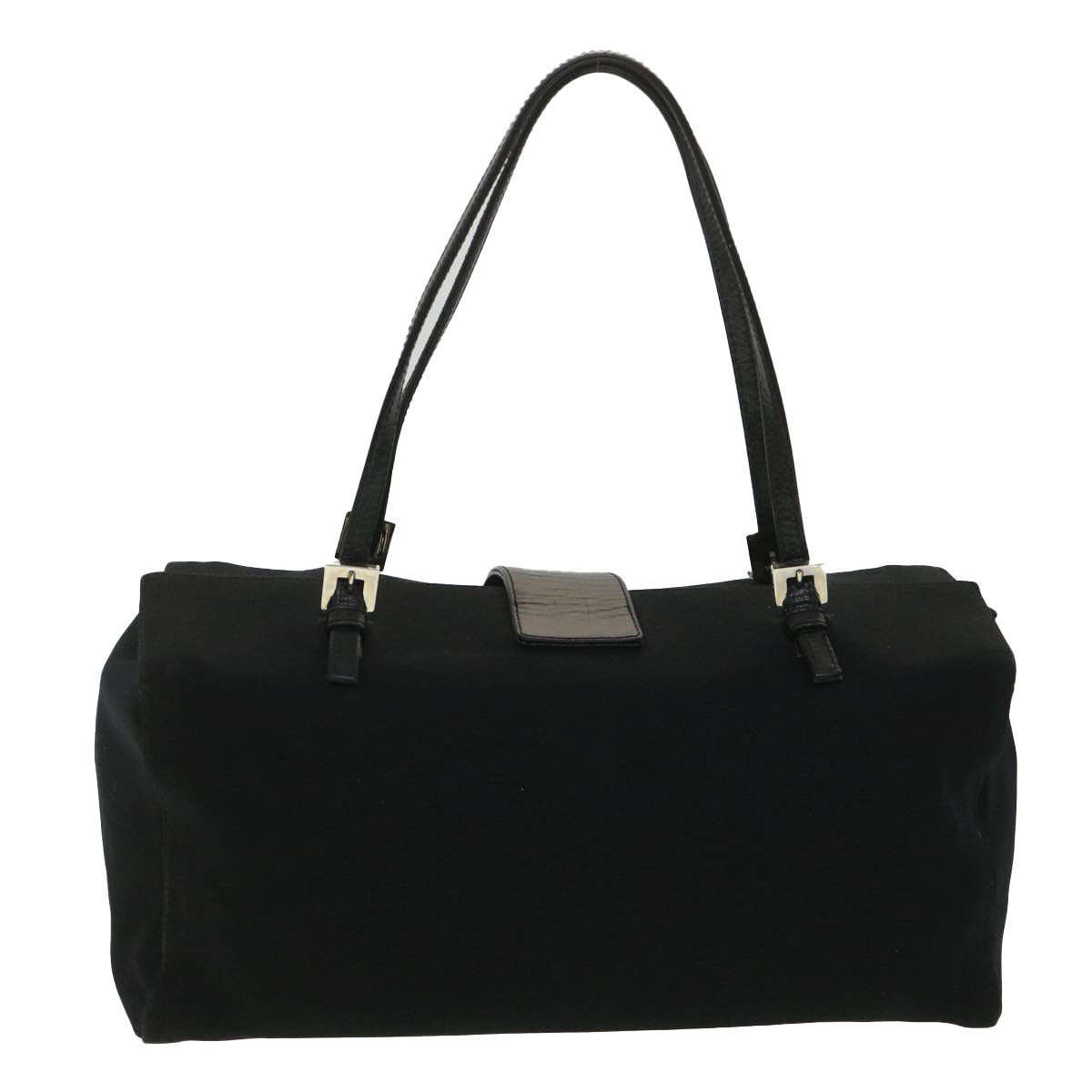 FENDI Mamma Baguette Shoulder Bag Nylon Black 38530