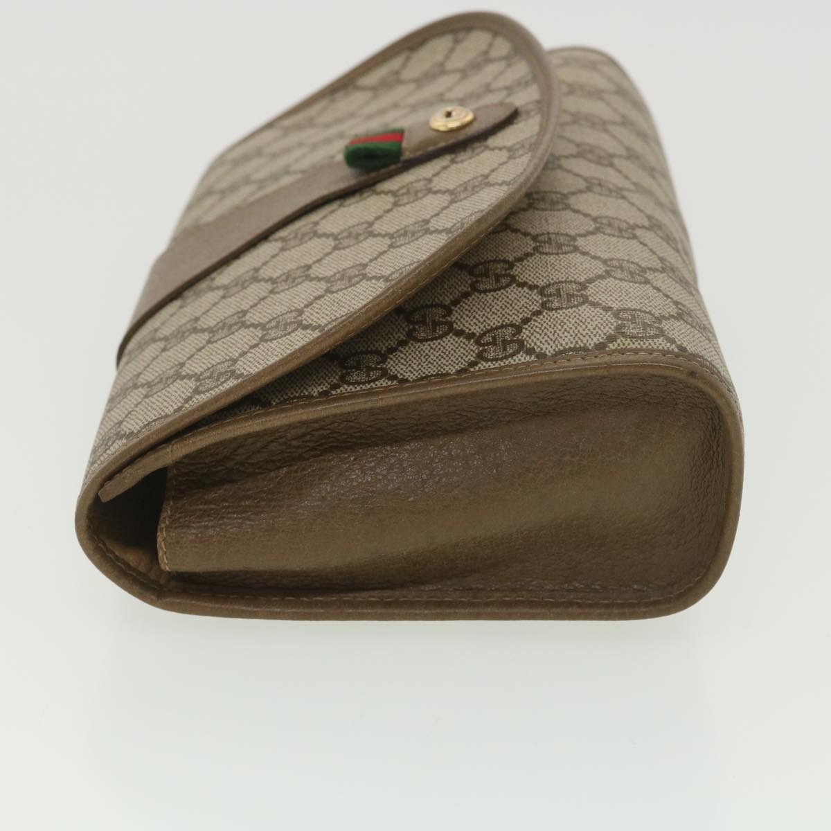 GUCCI GG Canvas Web Sherry Line Clutch Bag Beige Red Green 89.01.030 38628