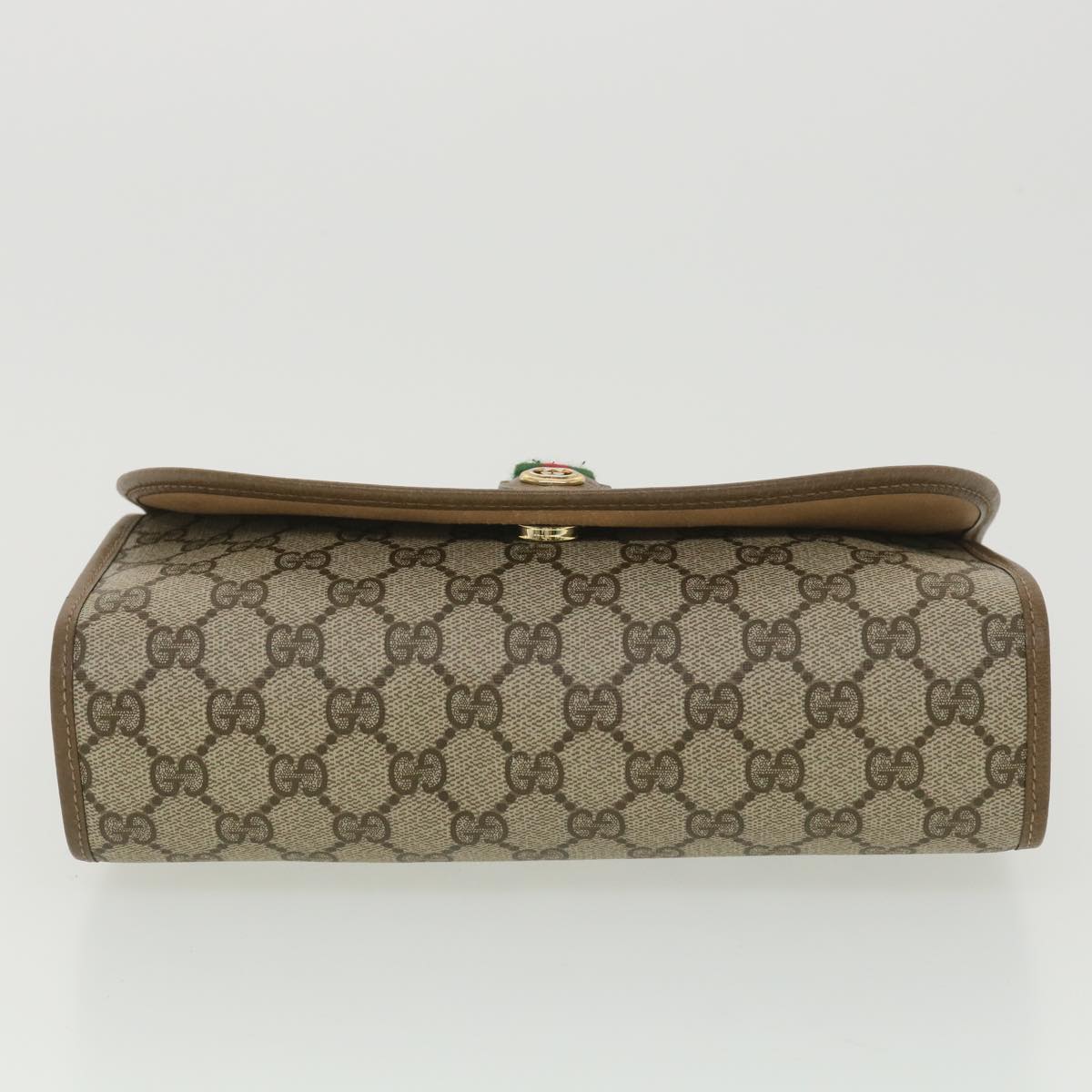 GUCCI GG Canvas Web Sherry Line Clutch Bag Beige Red Green 89.01.030 38628